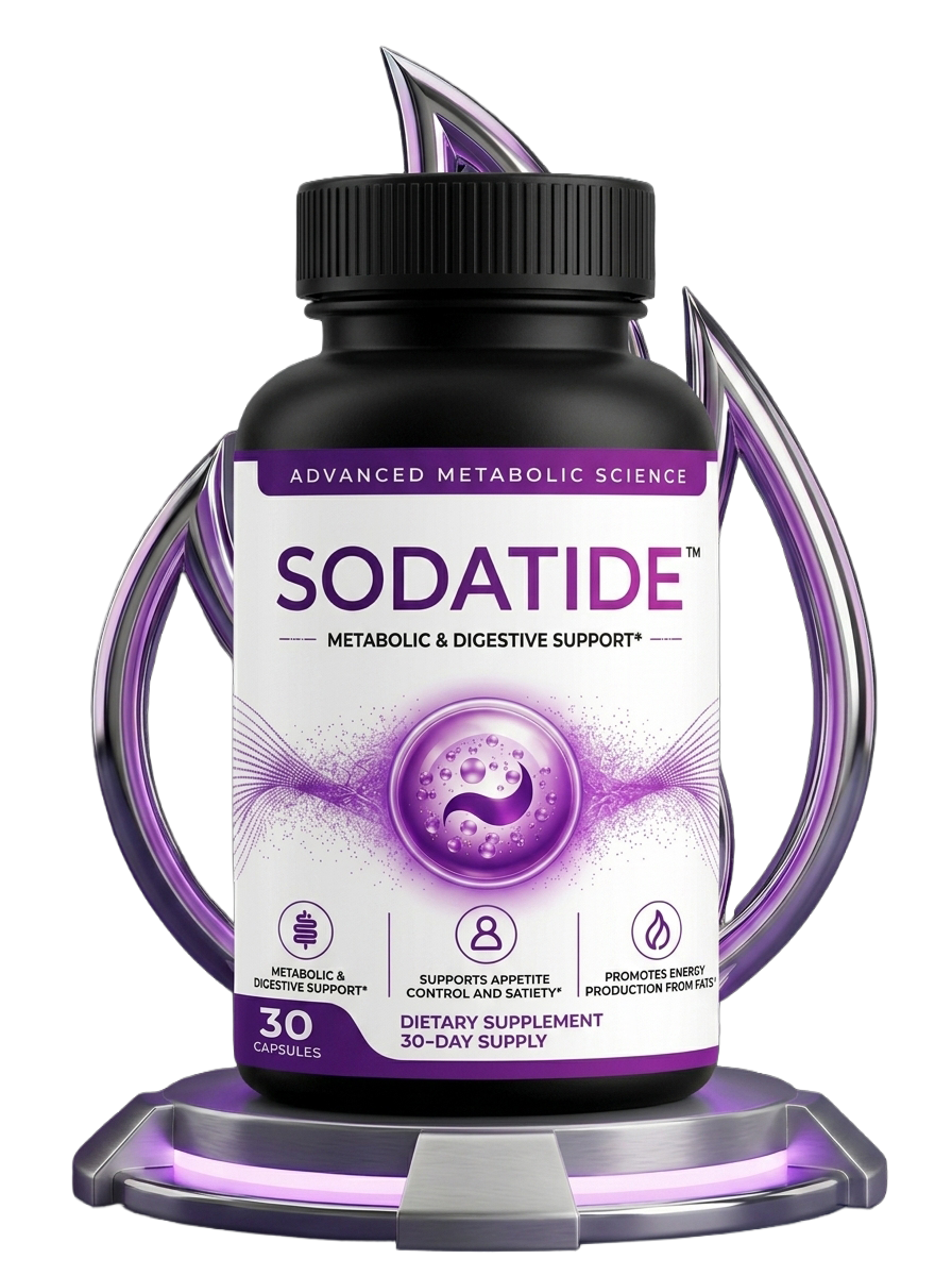 Sodatide gut health and metabolism supplement bottle